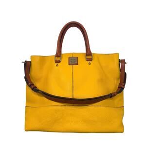 Dooney & Bourke Yellow Pebbled Leather Tote Satchel Bag